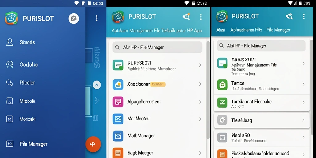 Tampilan antarmuka PURISLOT dengan fitur manajemen file yang lengkap.