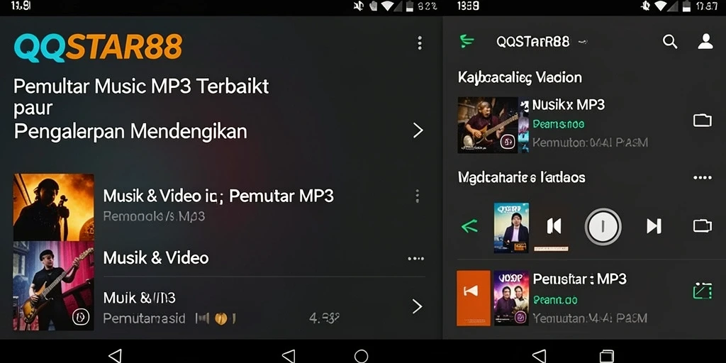 Tampilan antarmuka pengguna aplikasi Pemutar MP3 QQSTAR88 yang ramah.